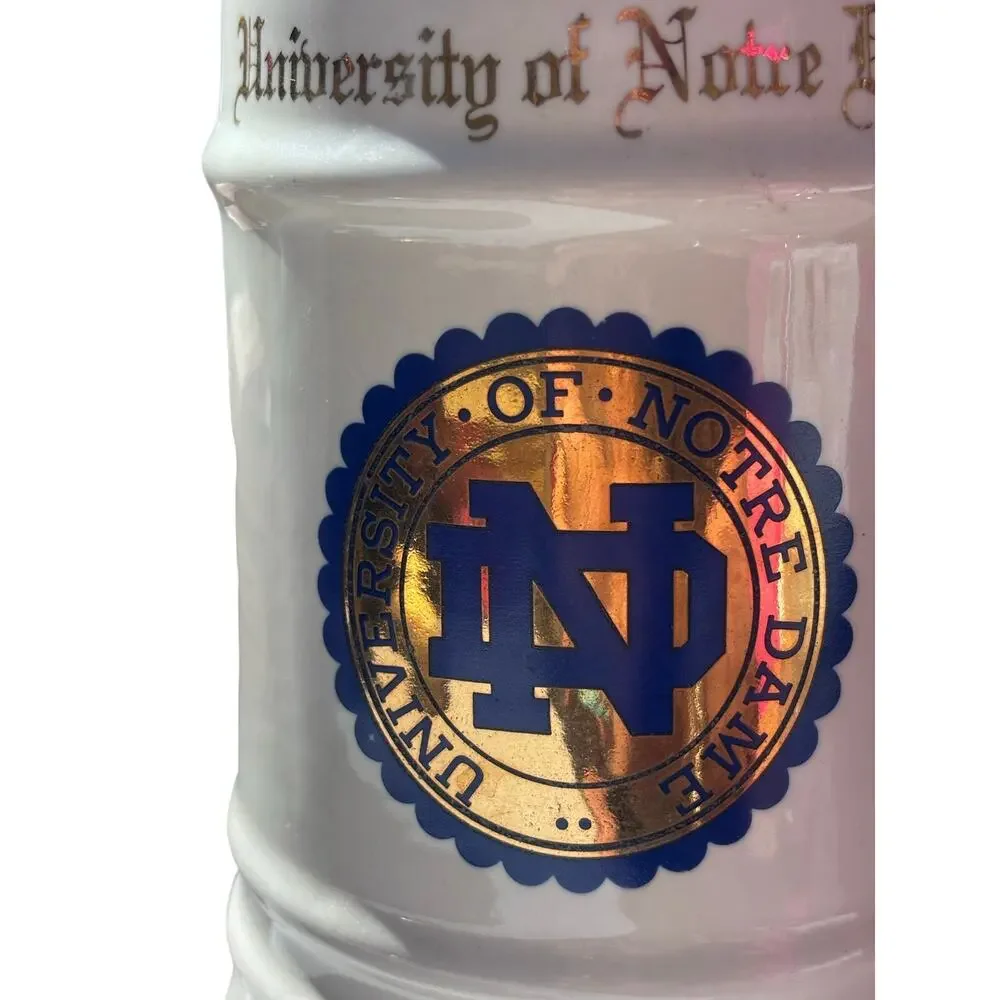 University of Notre Dame Vintage Large Stein Mug Logo Blue & Gold Collegiate